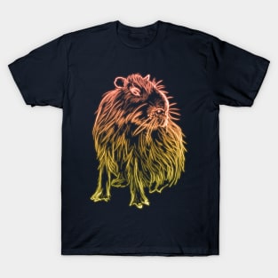 Orange and Yellow Neon Glowing Capybara T-Shirt